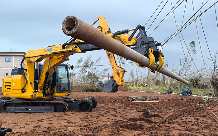 “摩羯”来袭，NG电子游戏开挖立杆一体机跑赢时间助力抗灾复电抢修